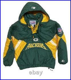 Vintage 90s Green Bay Packers Starter ProLine 1/2 Zip Pullover Jacket XL NICE