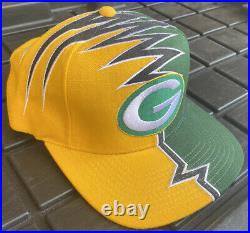 Vintage 90s Green Bay Packers Starter Shockwave Hat Cap NFL Slasher Rare Yellow