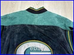 Vintage 90s Green Bay Packers Suede Leather NFL Bomber Jacket Men's Large
