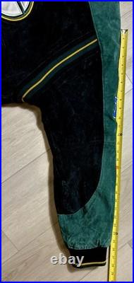 Vintage 90s Green Bay Packers Suede Leather NFL Bomber Jacket Men's Large