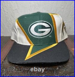 Vintage 90s Green Bay Packers Thunder Bolt Wool Snapback Hat Drew Pearson DS