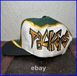 Vintage 90s Green Bay Packers Thunder Bolt Wool Snapback Hat Drew Pearson DS