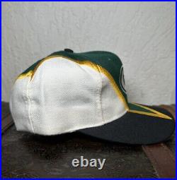Vintage 90s Green Bay Packers Thunder Bolt Wool Snapback Hat Drew Pearson DS