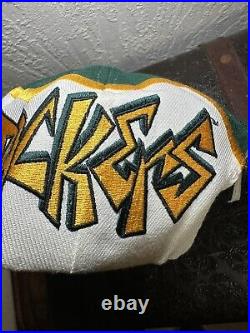 Vintage 90s Green Bay Packers Thunder Bolt Wool Snapback Hat Drew Pearson DS