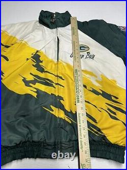 Vintage 90s Logo Athletic Splash Green Bay Packers Puffer Jacket Men's Sz L READ