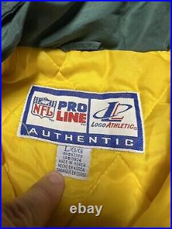 Vintage 90s Logo Athletic Splash Green Bay Packers Puffer Jacket Men's Sz L READ