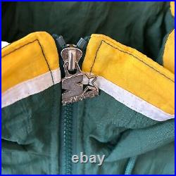 Vintage 90s Starter Green Bay Packers Jacket M Puffer Retro Hooded NFL Football
