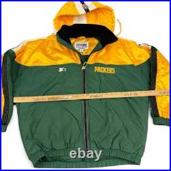 Vintage 90s Starter NFL Green Bay Packers Full Zip Hooded Jacket Sz L