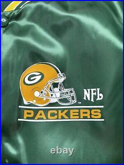 Vintage Chalk Line Green Bay Packers Satin Snap Bomber Jacket XXL Made in USA