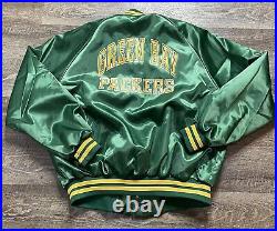 Vintage Chalk Line Green Bay Packers Satin Snap Bomber Jacket XXL Made in USA