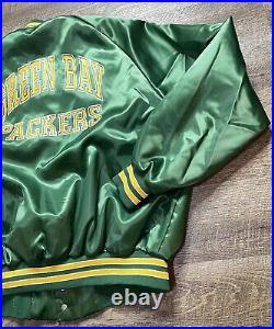 Vintage Chalk Line Green Bay Packers Satin Snap Bomber Jacket XXL Made in USA