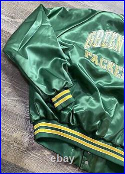 Vintage Chalk Line Green Bay Packers Satin Snap Bomber Jacket XXL Made in USA