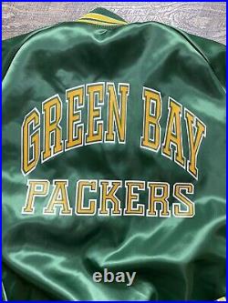 Vintage Chalk Line Green Bay Packers Satin Snap Bomber Jacket XXL Made in USA