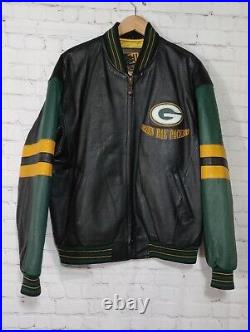 Vintage GIII Carl Banks Green Bay Packers Leather Bomber Jacket Mens Size Large