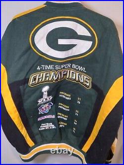 Vintage Green Bay Packers 4 Time Super Bowl Champions Jacket Size XL
