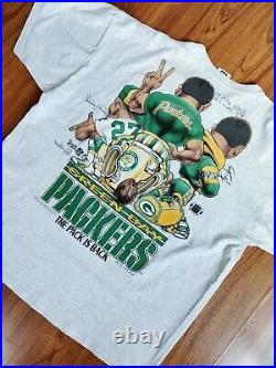 Vintage Green Bay Packers Caricature 90's Full-print 2side T-shirt NFL Football