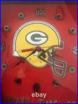 Vintage Green Bay Packers Coca Cola Framed Wall Clock Time For Football WORKS
