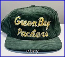 Vintage Green Bay Packers, Corduroy Eastport By Starter. Script SnapBack Rare