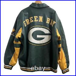 Vintage Green Bay Packers Faux Leather Jacket 90s Football NFL G-III Apparel XXL