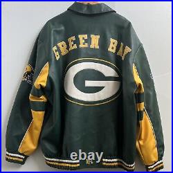 Vintage Green Bay Packers Faux Leather Jacket 90s Football NFL G-III Apparel XXL