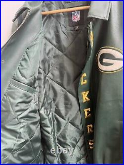 Vintage Green Bay Packers Faux Leather Jacket 90s Football NFL G-III Apparel XXL