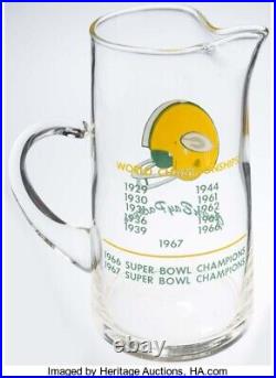 Vintage Green Bay Packers Glass Pitcher Circa Late 1960's 9 High