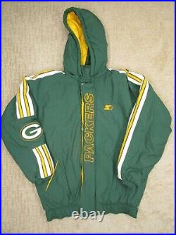 Vintage Green Bay Packers Jacket Men Large Green Pro Line Starter NFL Hooded