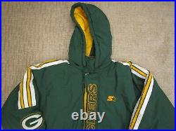 Vintage Green Bay Packers Jacket Men Large Green Pro Line Starter NFL Hooded