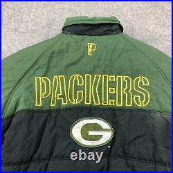 Vintage Green Bay Packers Jacket Mens XL Green Embroidered Spell Out Puffer