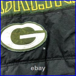 Vintage Green Bay Packers Jacket Mens XL Green Embroidered Spell Out Puffer