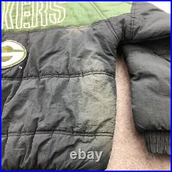 Vintage Green Bay Packers Jacket Mens XL Green Embroidered Spell Out Puffer