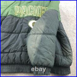 Vintage Green Bay Packers Jacket Mens XL Green Embroidered Spell Out Puffer