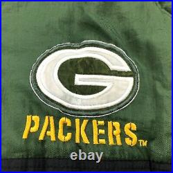 Vintage Green Bay Packers Jacket Mens XL Green Embroidered Spell Out Puffer