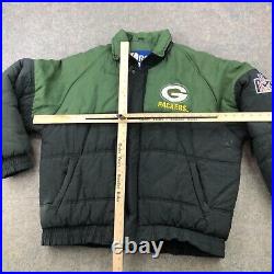 Vintage Green Bay Packers Jacket Mens XL Green Embroidered Spell Out Puffer