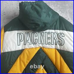 Vintage Green Bay Packers Jacket Mens XL Pro Player Hooded Puffer Back Spellout Vintage Green Bay Packers Jacket Mens XL Pro Player Hooded Puffer Back Spellout