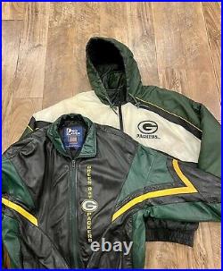 Vintage Green Bay Packers Jackets Lot of 2 NFL Pro Player SIZE LARGE