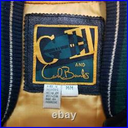 Vintage Green Bay Packers Leather Jacket Mens Medium Black Carl Banks And G III