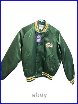 Vintage Green Bay Packers NFL Chalk Line Satin Jacket Green Bomber USA NEW W TAG