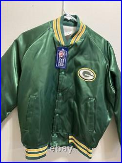 Vintage Green Bay Packers NFL Chalk Line Satin Jacket Green Bomber USA NEW W TAG