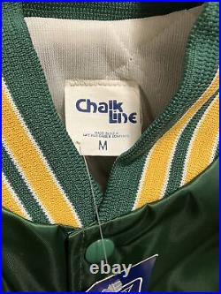 Vintage Green Bay Packers NFL Chalk Line Satin Jacket Green Bomber USA NEW W TAG