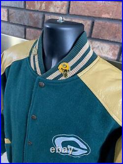 Vintage Green Bay Packers NFL Football Leather Letterman Jacket Mens Size Medium