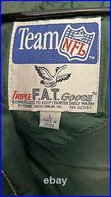 Vintage Green Bay Packers NFL Football Triple Fat Goose Down Vest Mens Large