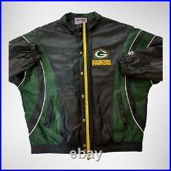 Vintage Green Bay Packers Pro Line Starter Insulated Leather Jacket Adult XL