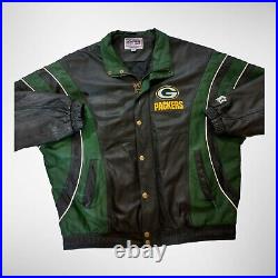 Vintage Green Bay Packers Pro Line Starter Insulated Leather Jacket Adult XL