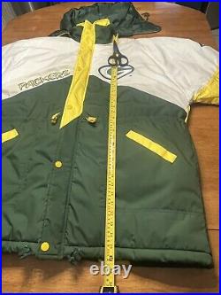Vintage Green Bay Packers Pro Player Puffer Jacket Coat 90s NFL Size XXL Hooded
