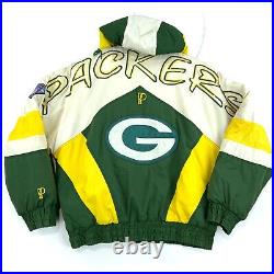 Vintage Green Bay Packers Pro Player Puffer Jacket Size Medium Green Nfl