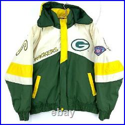 Vintage Green Bay Packers Pro Player Puffer Jacket Size Medium Green Nfl