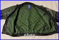 Vintage Green Bay Packers Pro Player XXL Leather Jacket Coat NFL Super Bowl 31