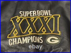 Vintage Green Bay Packers Pro Player XXL Leather Jacket Coat NFL Super Bowl 31