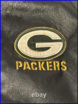 Vintage Green Bay Packers Pro Player XXL Leather Jacket Coat NFL Super Bowl 31